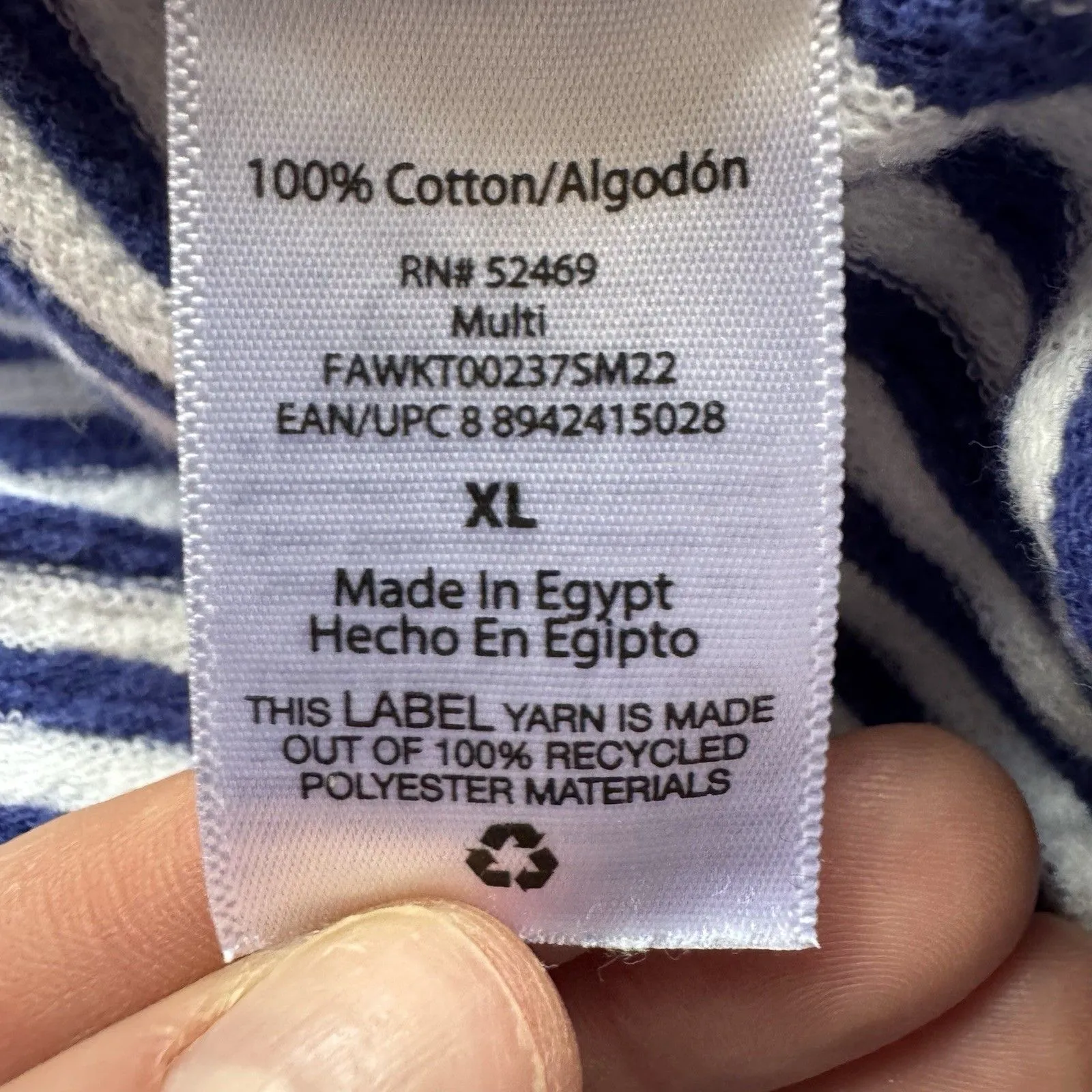 Free Assembly Shirt Womens Size XL Blue White Striped Terry V Neck Collar - Image 10