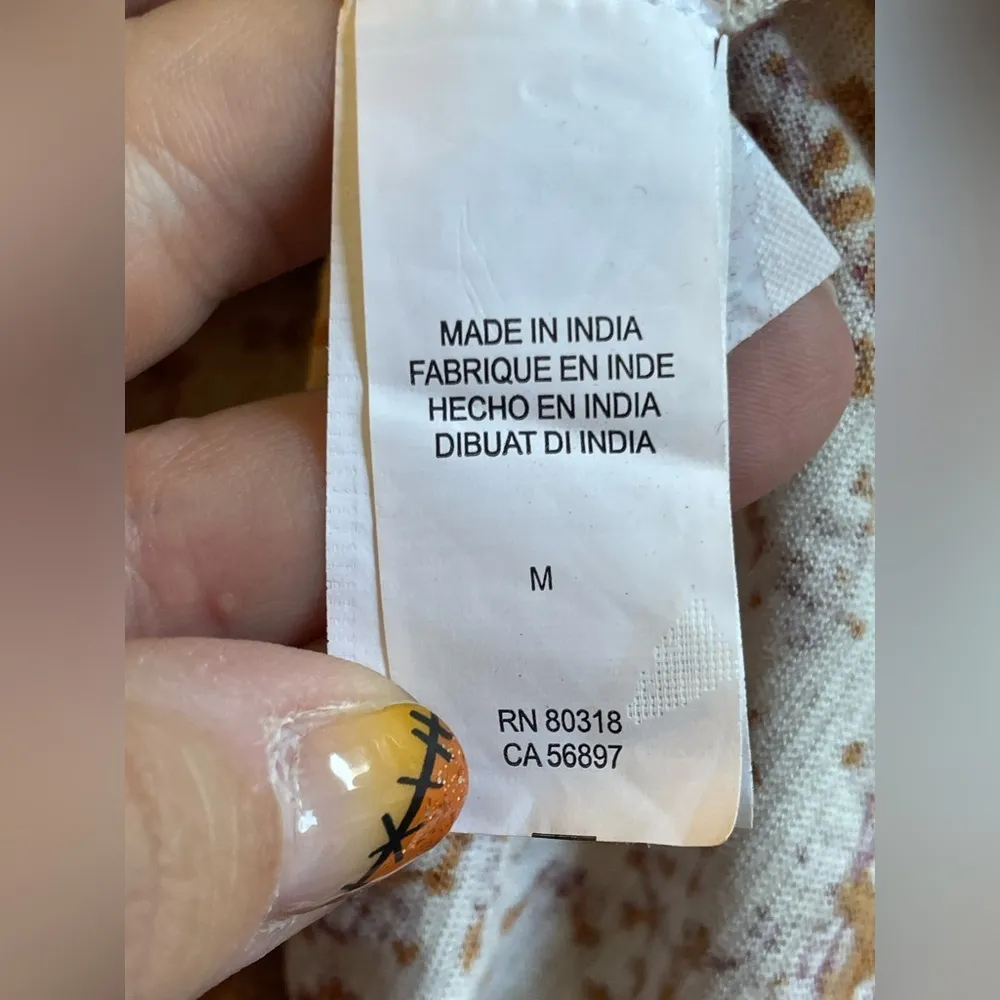 Lucky Brand Boho Floral Flowy Blouse Medium Bohemian Hippie Southwestern Tassels - Image 6