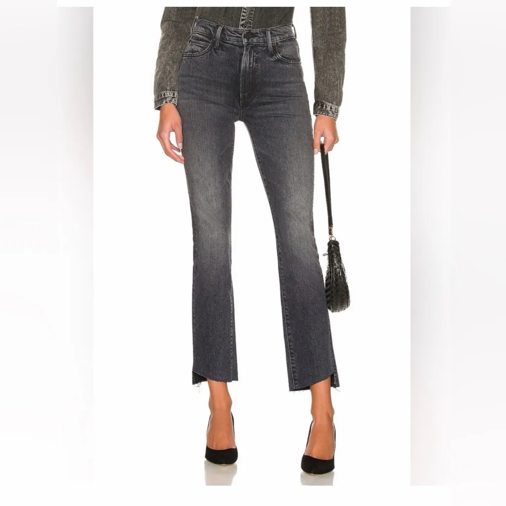 Mother High Waisted Rascal Ankle Step Fray Jeans Night Garden Size 26 Gray - Image 2