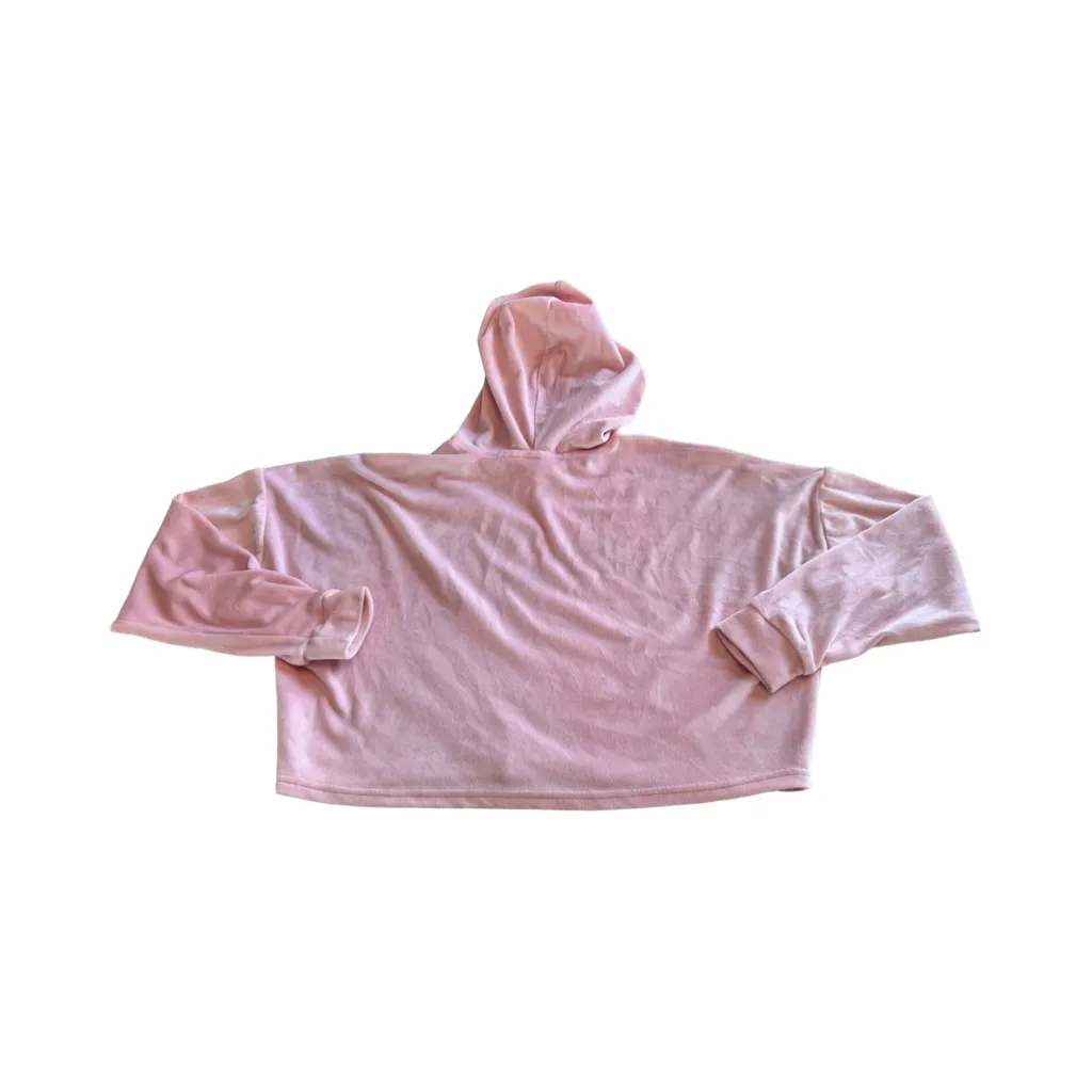 Juicy Couture Womans Small Pink Velour Sleepwear Oversized Cropped‎ Hoodie - Image 2
