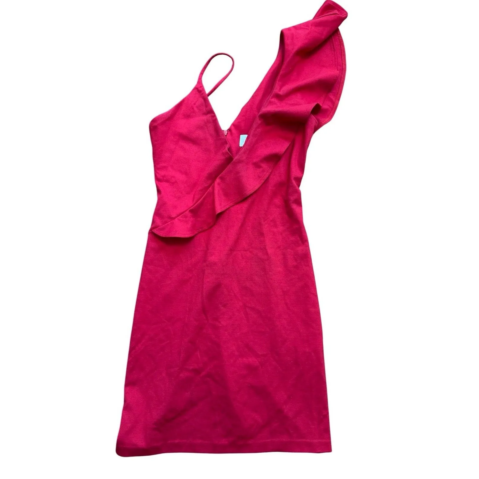 Amanda Uprichard Red One Shoulder Danica Ruffle Mini Dress Women’s Size S - Image 2