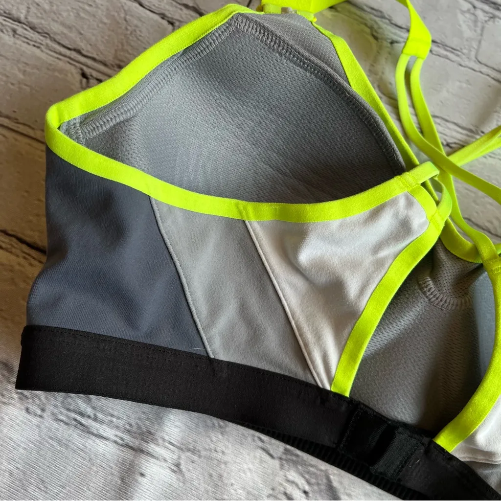VSX Sports Bra Victoria's Secret 34C Gray & Neon Green Workout Running Gym Top Size undefined - Image 5