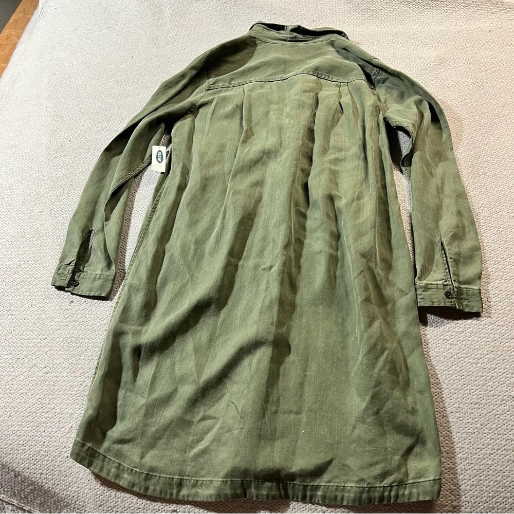 Old Navy Khaki Olive Green 100% Tencel Lyocell Shirt Dress Size Medium NWT - Image 6