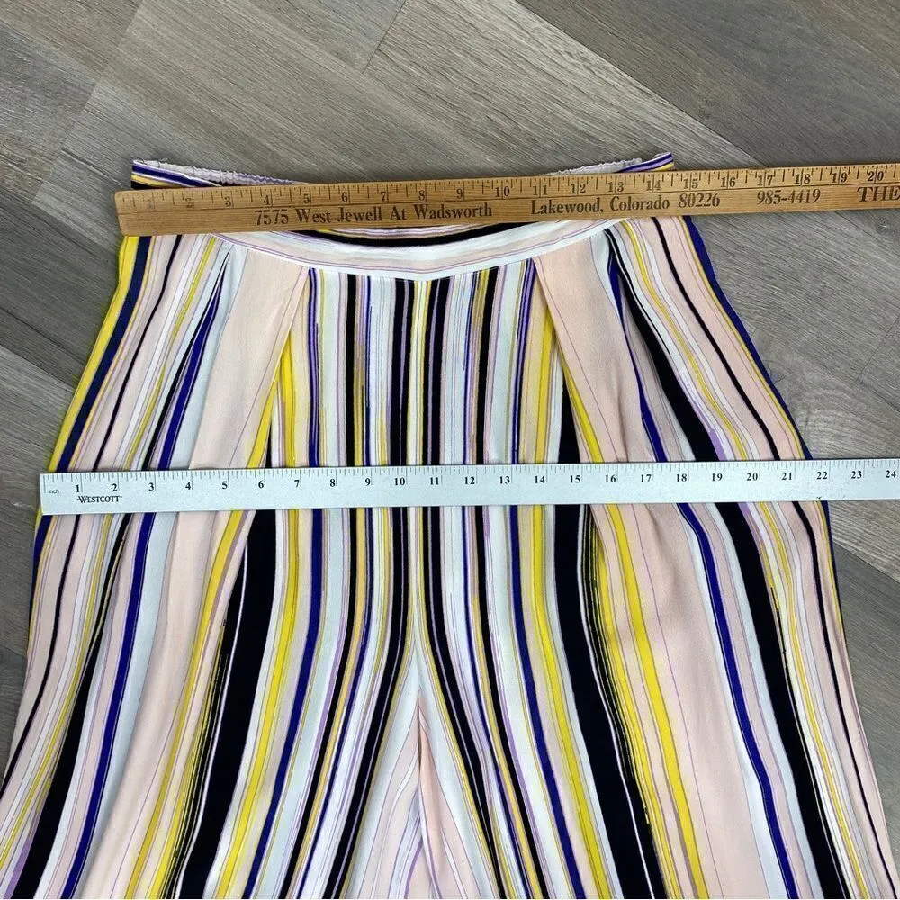 1. State Striped Wide Leg High Rise Capri Palazzo Pants Pink Multi Medium - Image 9