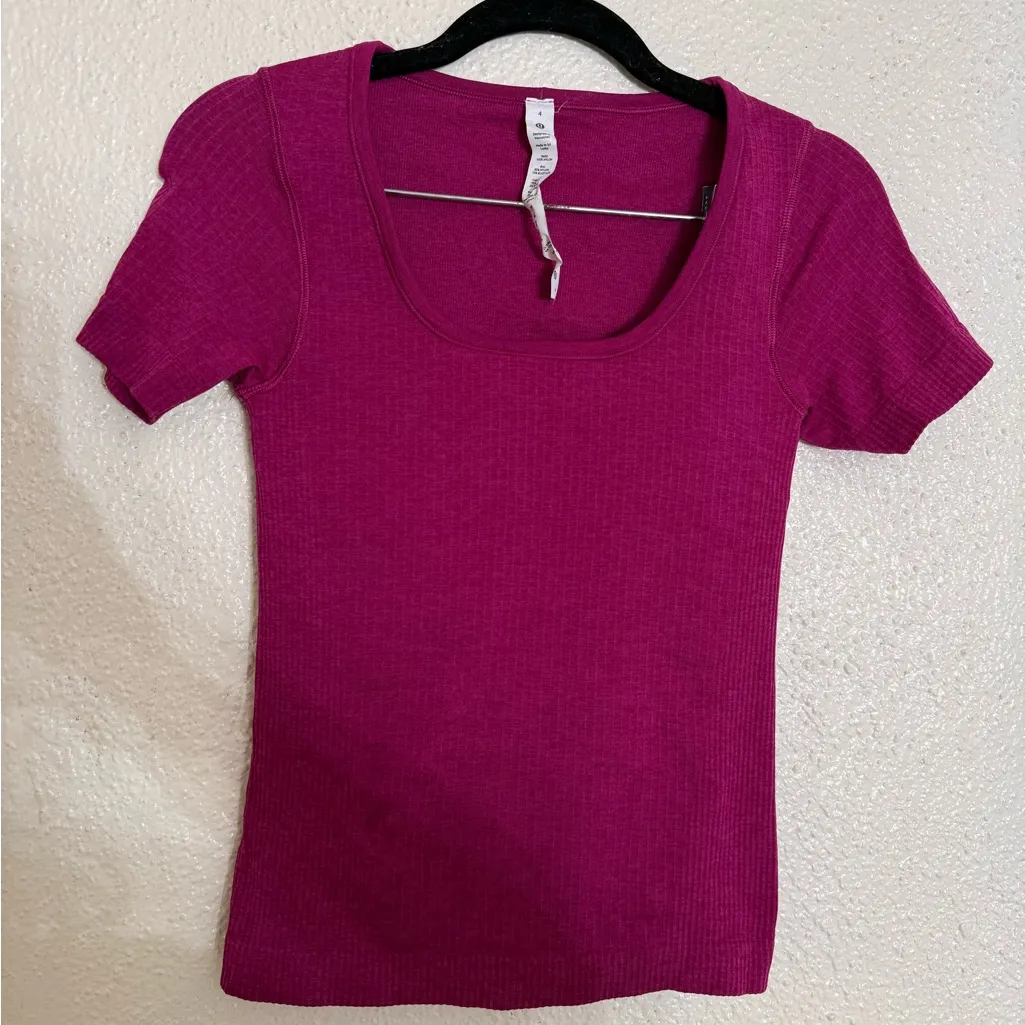 Lululemon Ebb to Street Short Sleeve Shirt Magenta Purple size 4 - Image 5