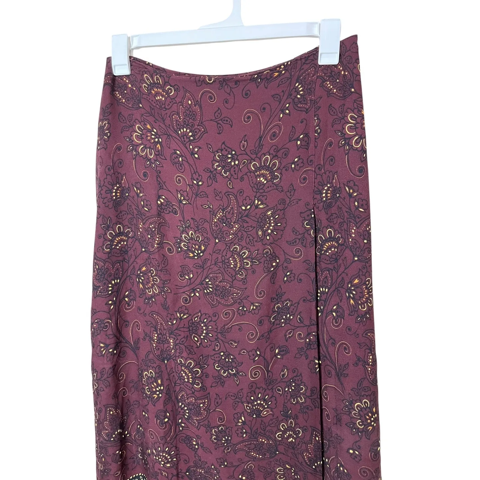 Vintage Jones New York Purple Floral Paisley Silk Maxi Skirt - Image 2