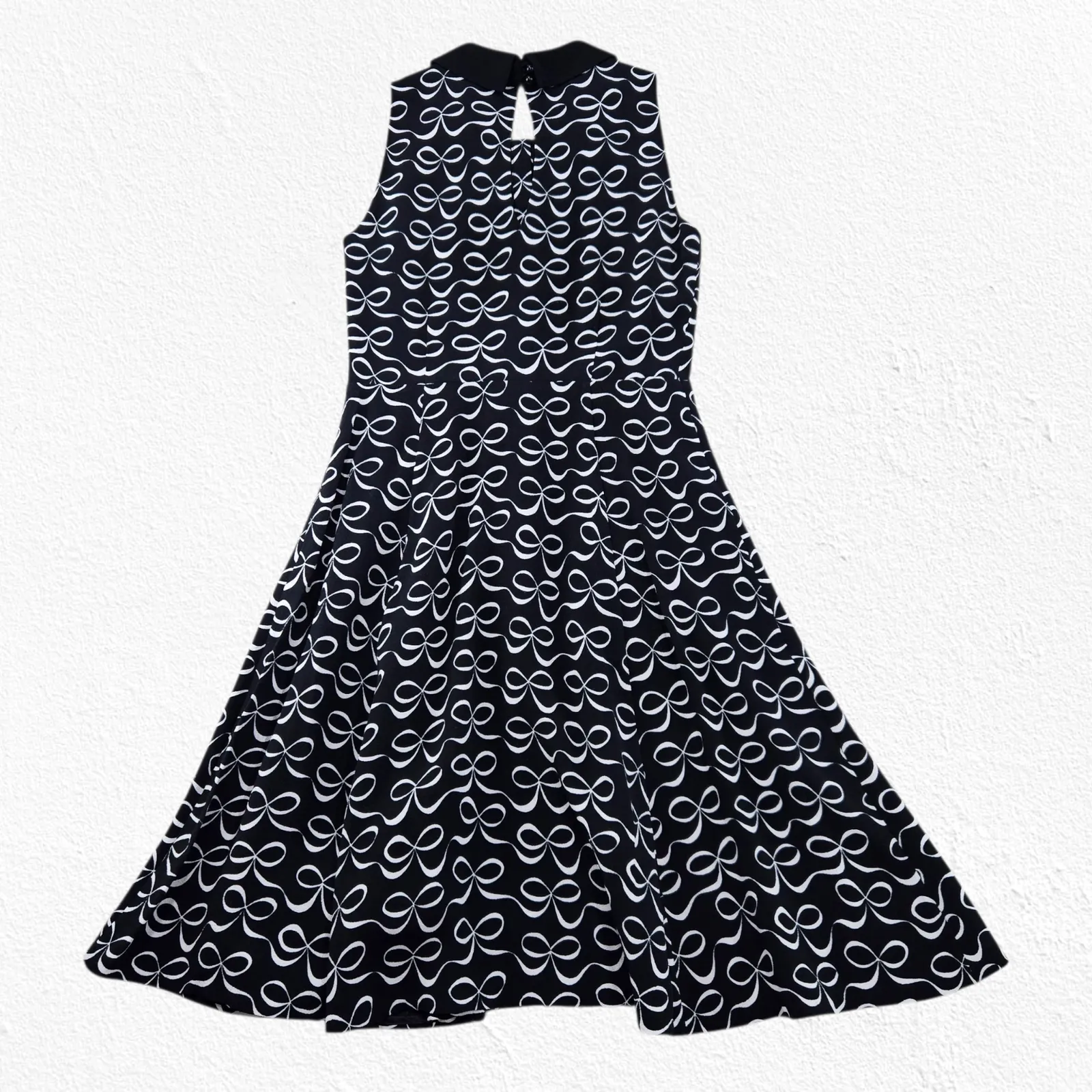 Kate Spade Mackenna Black White Bow Print Dress Size 0 Sleeveless A-Line Dress - Image 11