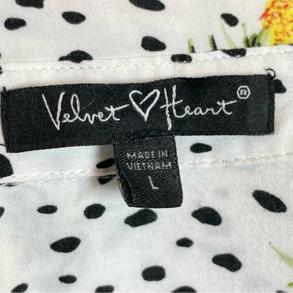 Velvet Heart Fruit Print Blouse White Pineapple Size Large Button Up Long Sleeve - Image 7