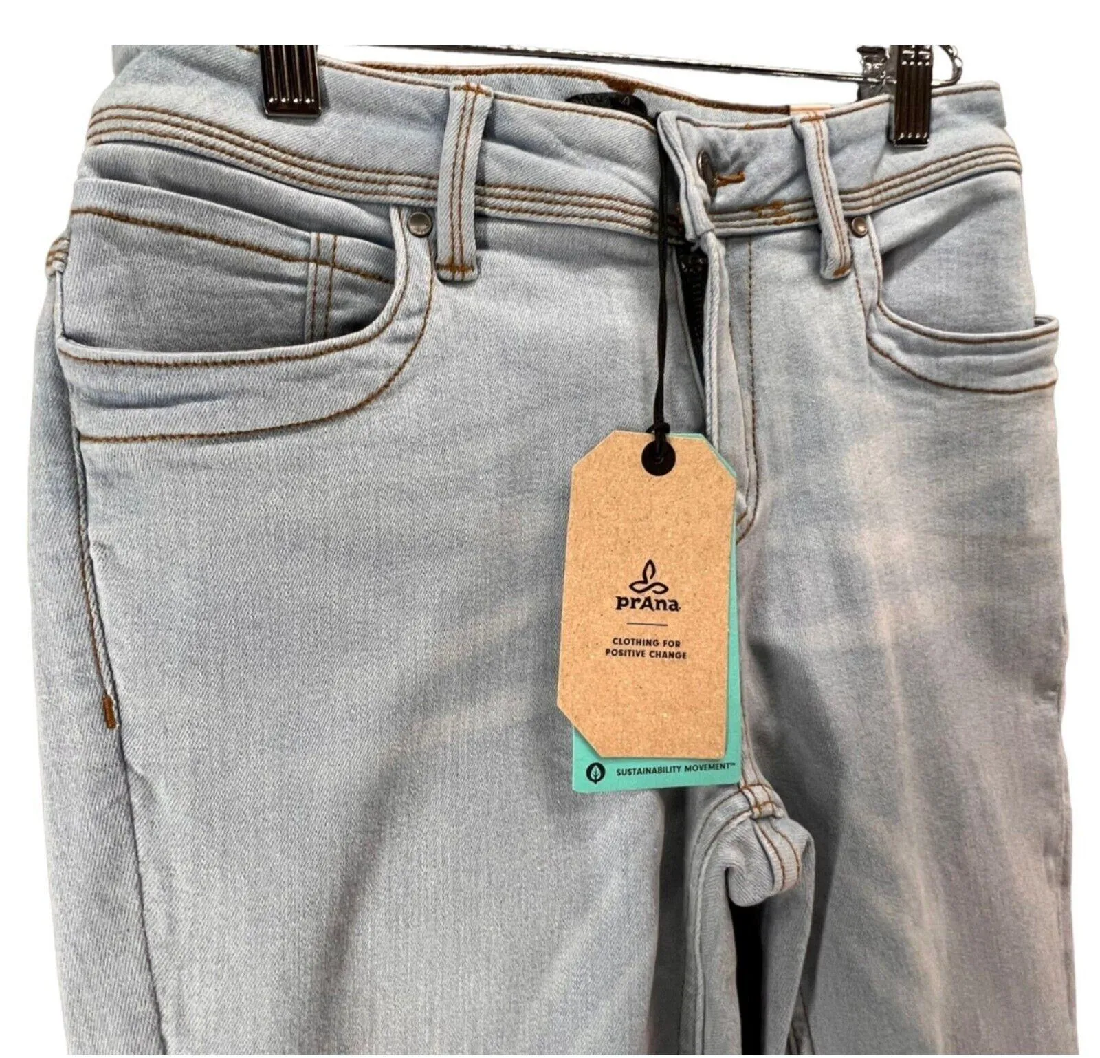 Prana Soma Jeans Womens 28 Blue Light Wash Organic Stretch Denim Skinny Slim NEW - Image 2
