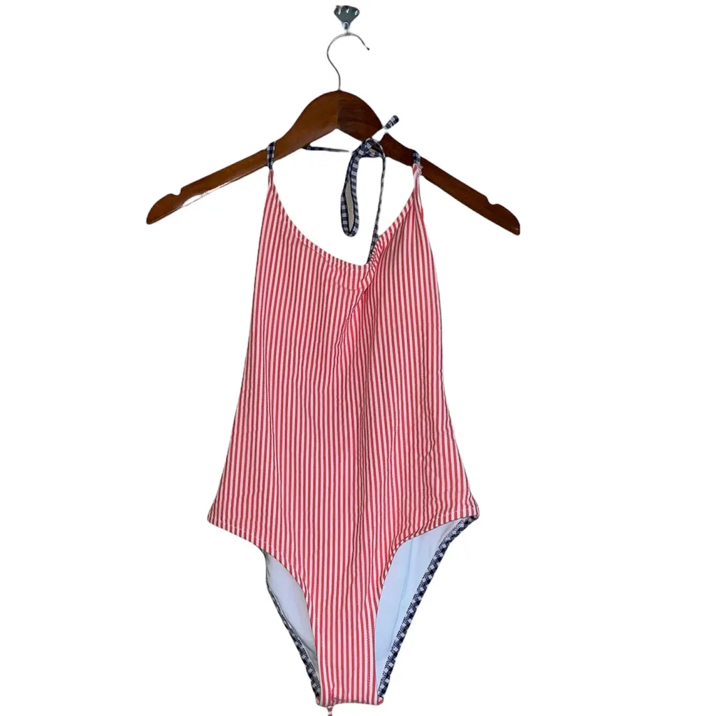 NWOT Aerie Red White & Blue Seersucker Cheeky One Piece Swimsuit XS - Image 7