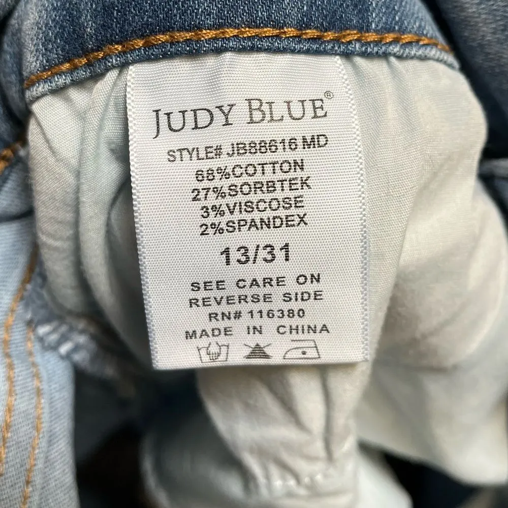 JUDY BLUE Tummy Control High waisted wide crop double button cropped jeans 13 31 - Image 8