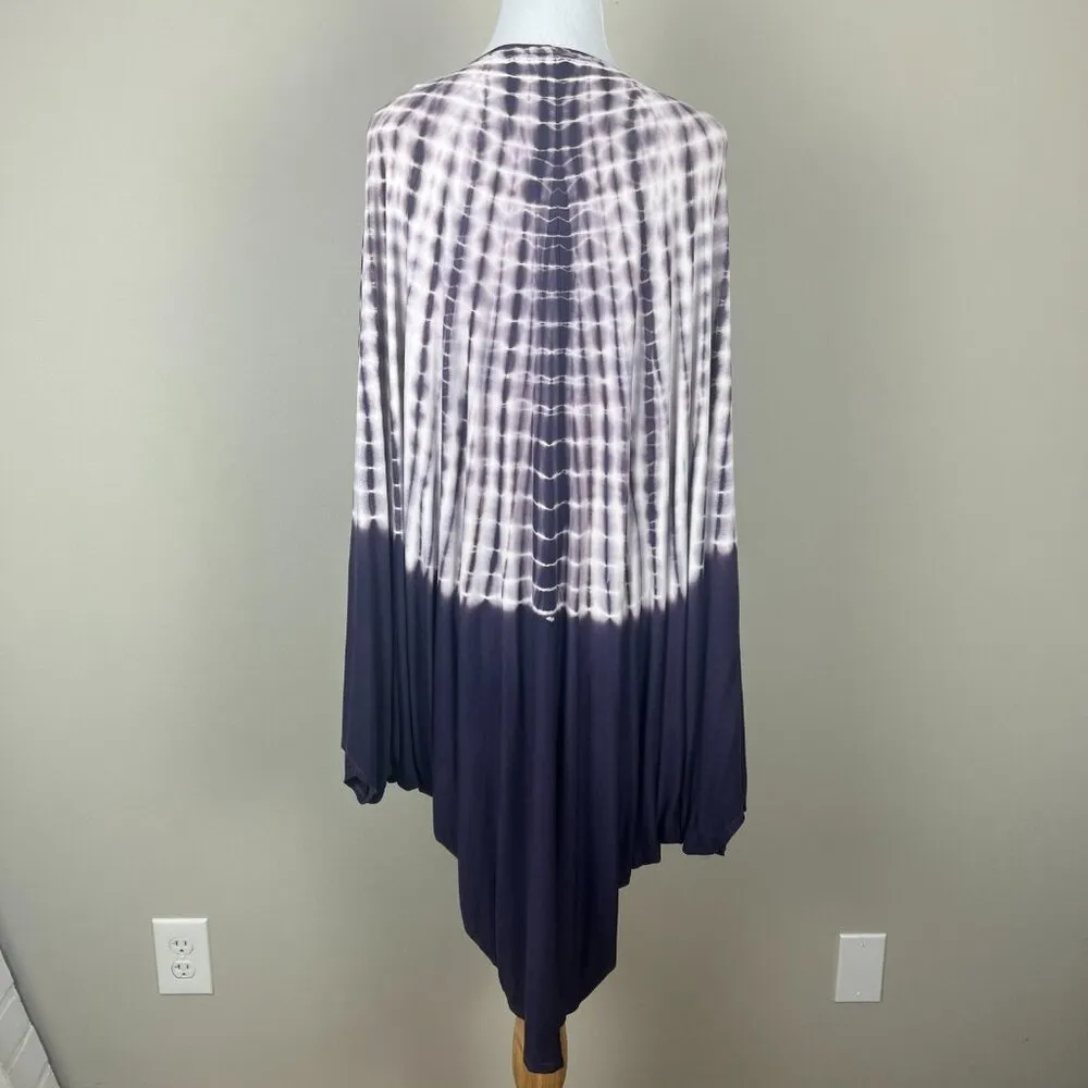 LIVI Cardigan Womens 26/28 Purple Tie Dye Jersey Knit Open Front Kimono Plus New - Image 8