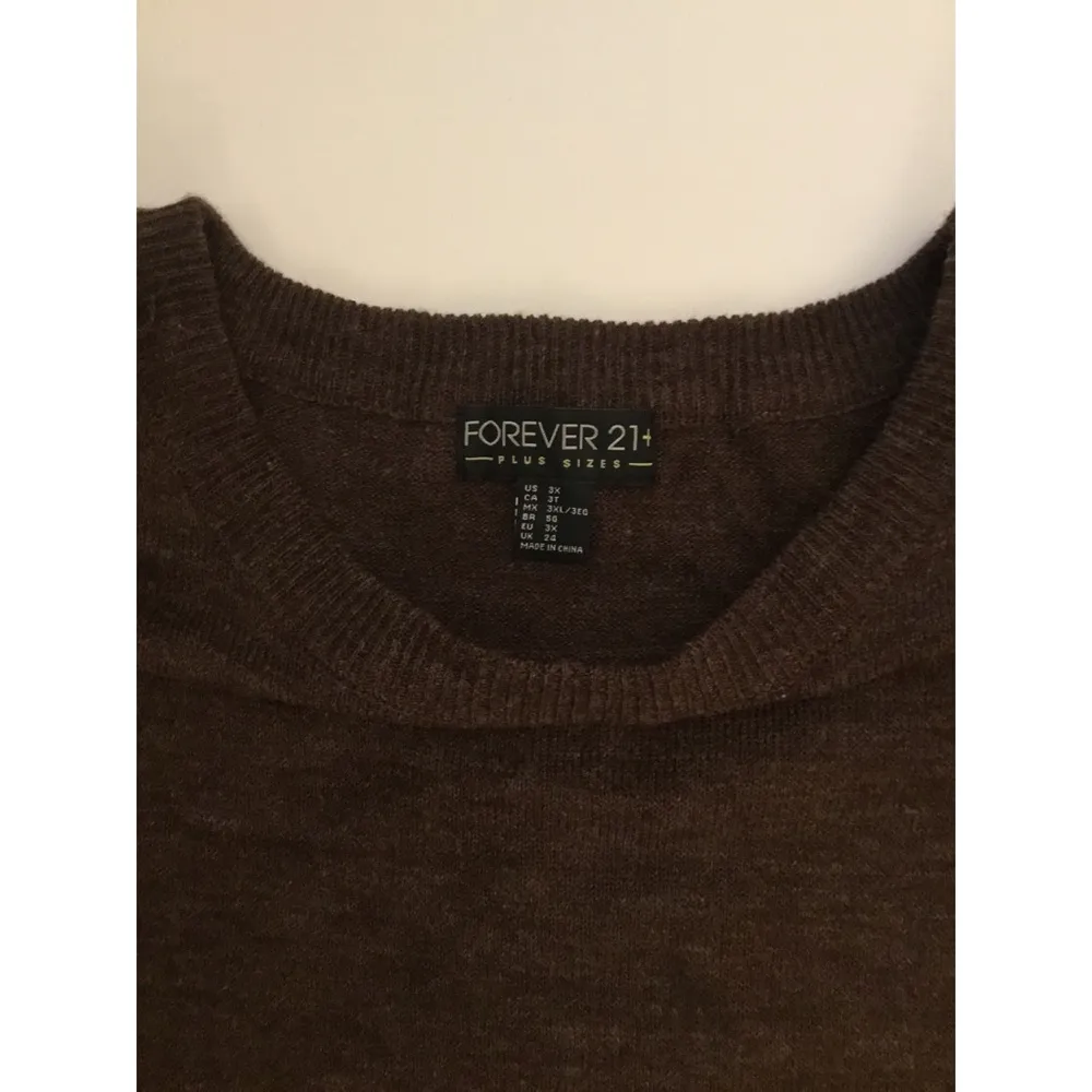 Forever 21 + Wine Melange Fringe Trim Sweater Sz 3x - Image 5