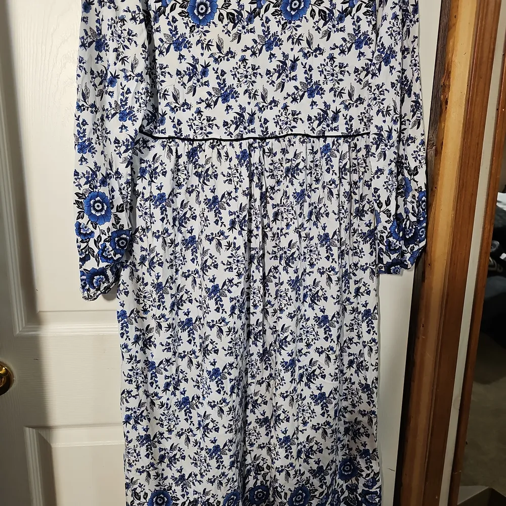 Floral Blue and White Maxi Dress Size L - Image 2