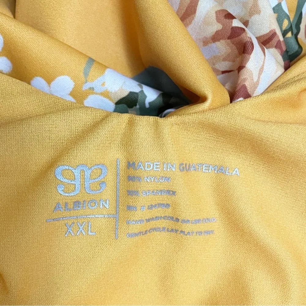 Albion Fit The Natalie One Piece Swimsuit Size XXL Yellow Floral Shoulder Tie - Image 10