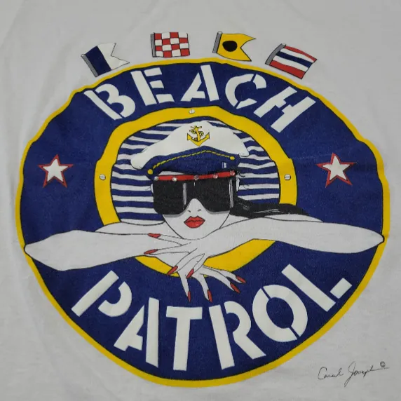 Vintage Carol Joseph Shirt Size XL Beach Patrol Graphic Tee Graphic Print Shirt Unisex - Image 3