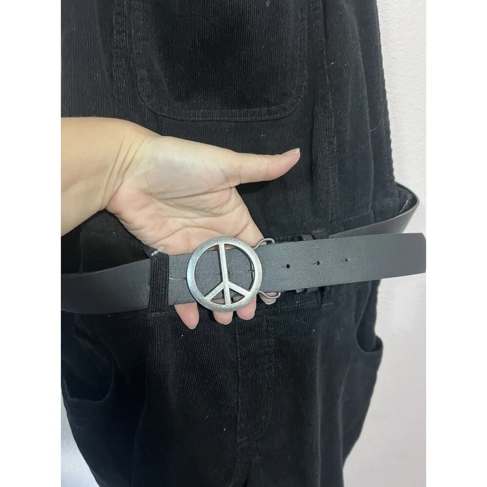 Corduroy Overalls Black Shorts With Belt Goth Witchy Boho Olsenboye Peace & Love - Image 3