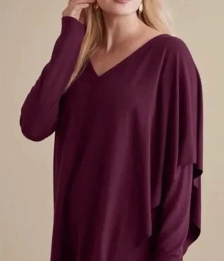 Soft surroundings size large Elegant V-Neck plum asymmetrical Women's Top tunic - Image 1