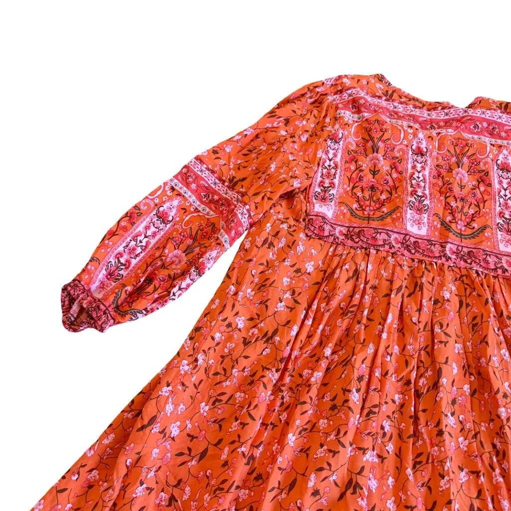 R. Vivimos Bohemian Boho Bright Orange Dress Flowy Lightweight Size Medium NWOT - Image 5