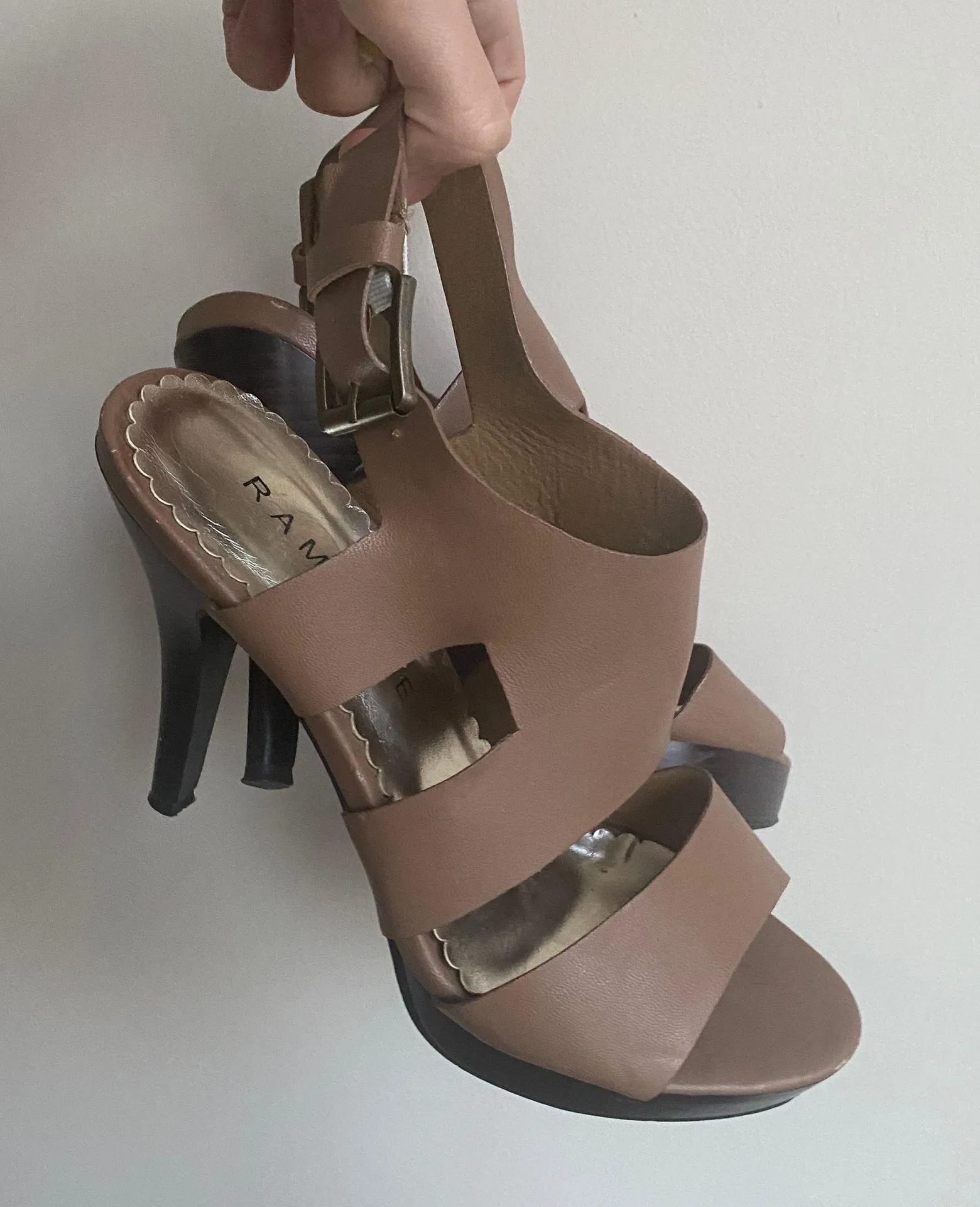 Brown High Heeled Sandals Size 8 - Image 2