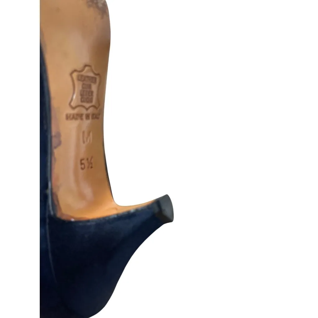 Yves Saint Laurent Womens Blue Satin Kitten Heel Pumps Size 5.5M SKU 8833 - Image 11