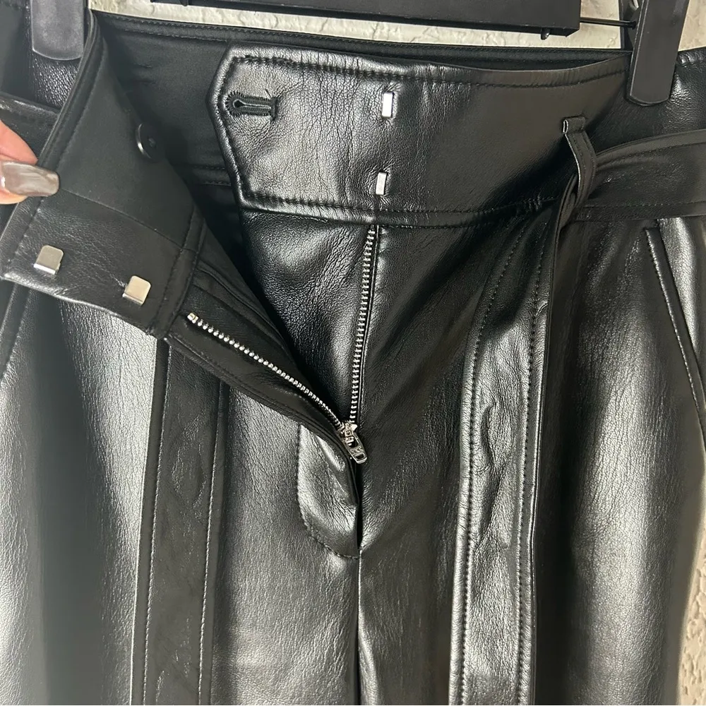 Aritzia | Babaton Black Faux Leather Belted Pants Size 2 - Image 11