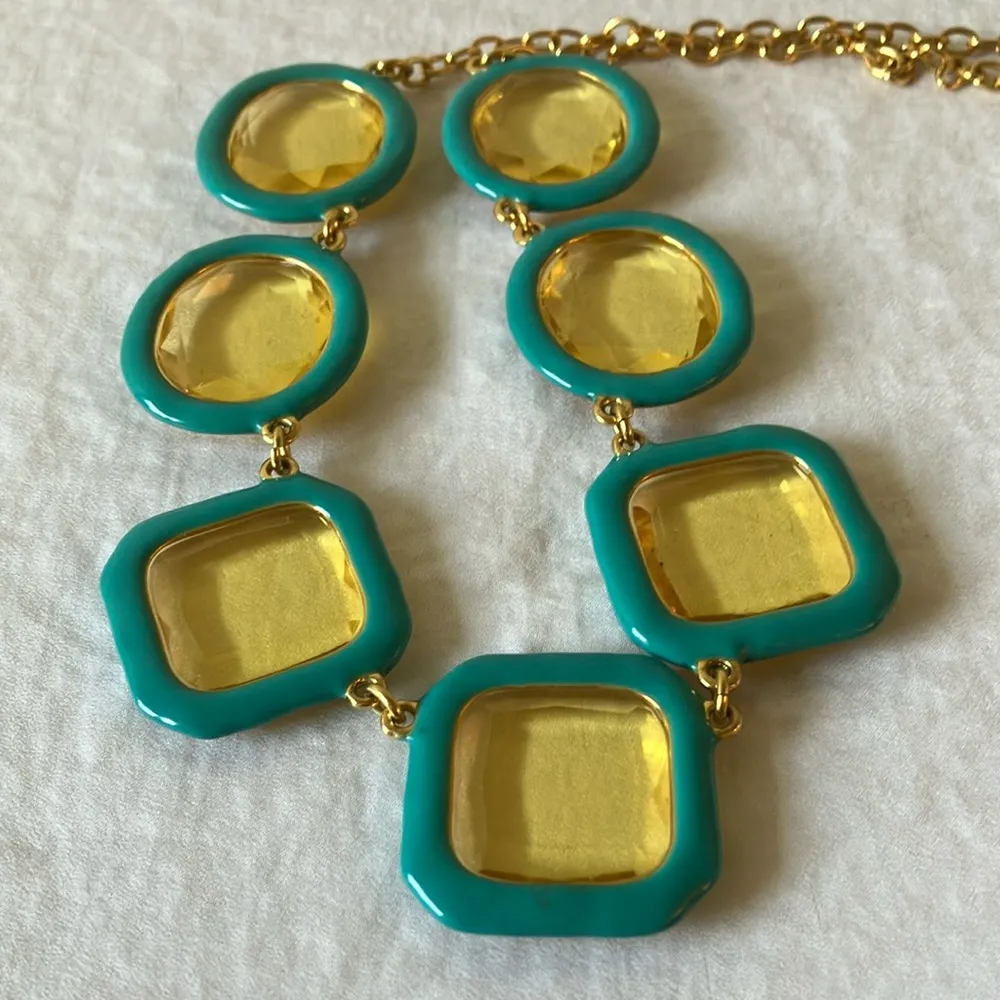 Kate Spade: Gold Tone & Teal Necklace- Statement Piece - Image 14