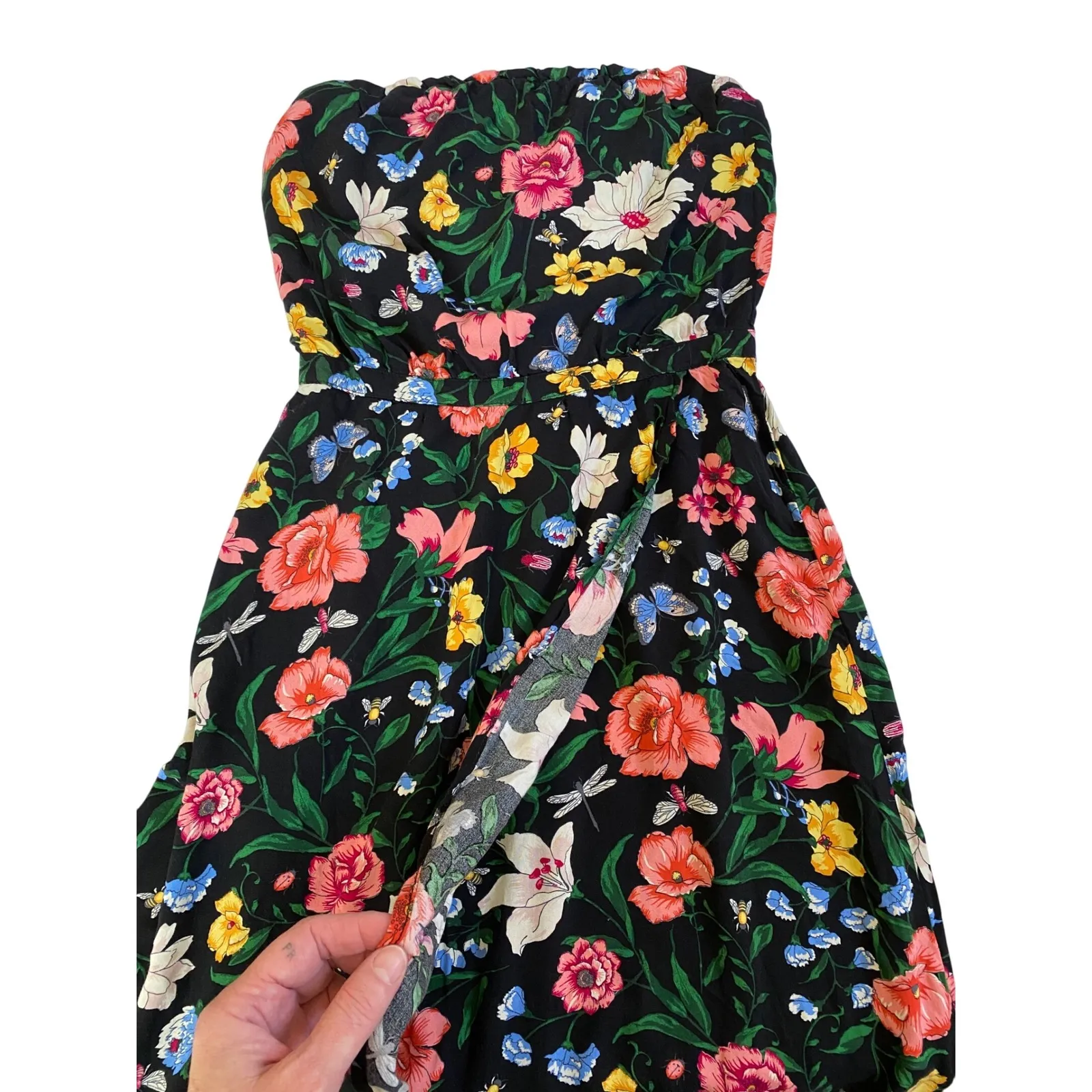 Hollister Strapless Black Vibrant Garden Floral High Low Tube dress S - NWT - Image 6