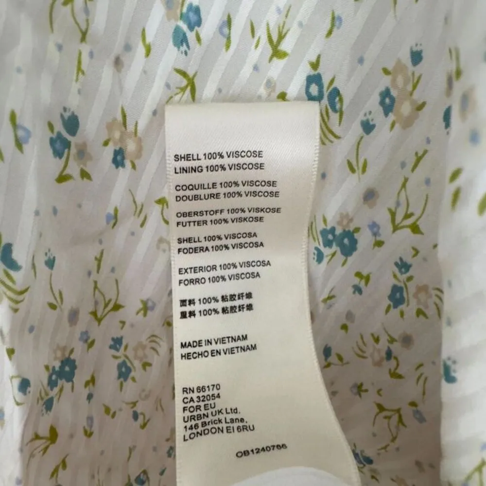 Free People  Sweetest Thing Mini Dress Bell Long Sleeve Ruffle Buttons Floral 10 - Image 10