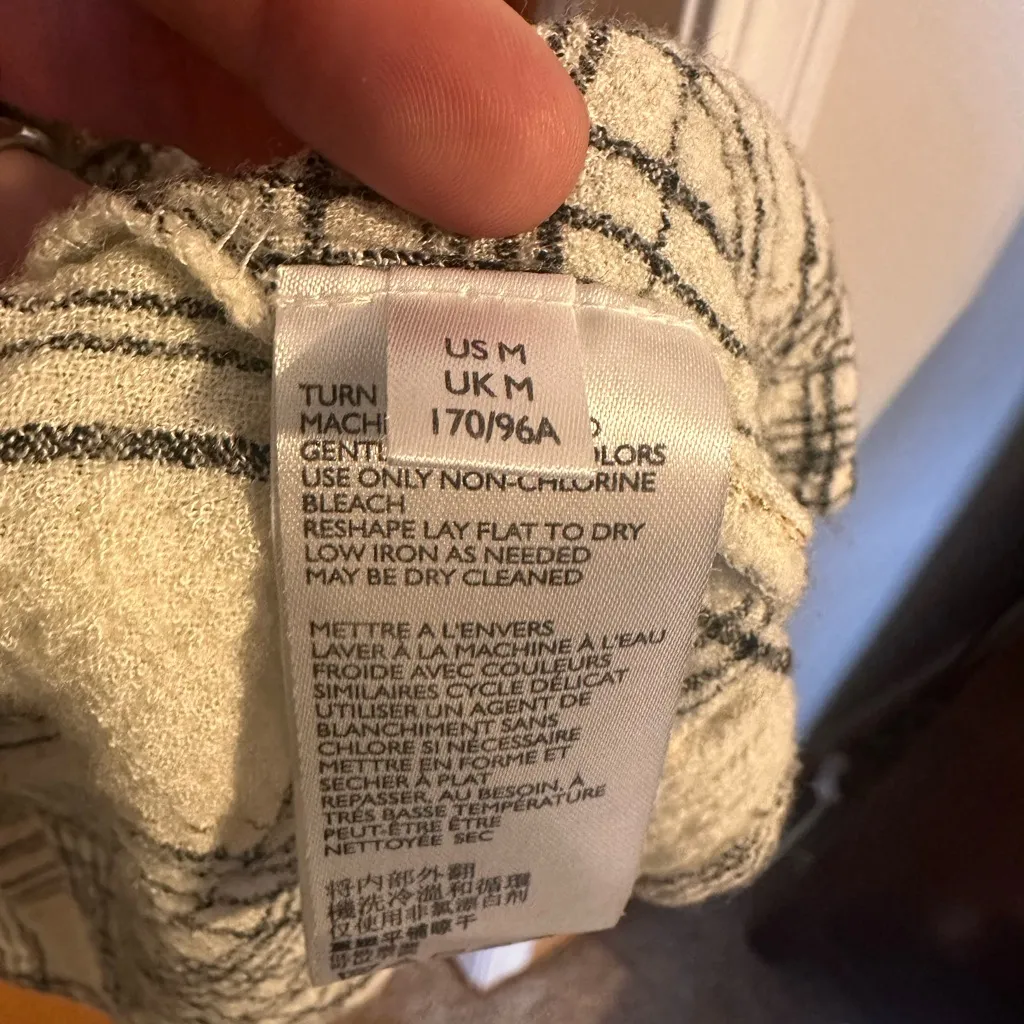 By Anthropologie Darlene Peasant Blouse Top Medium Plaid Floral Gauzy Medium - Image 5