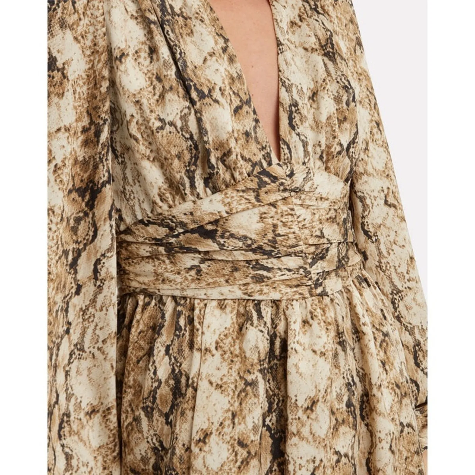 Ronny Kobo Orzora Snake Print Mini Dress Size Small Gently Used Boho Festival Tan - Image 5