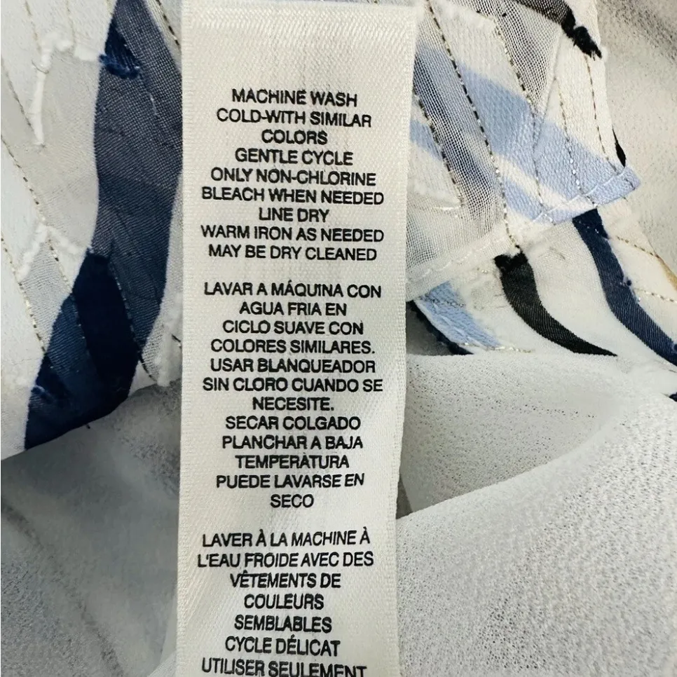 White House Black Market  womens 4 White Blue Gold Chevron sleeveless blouse - Image 8