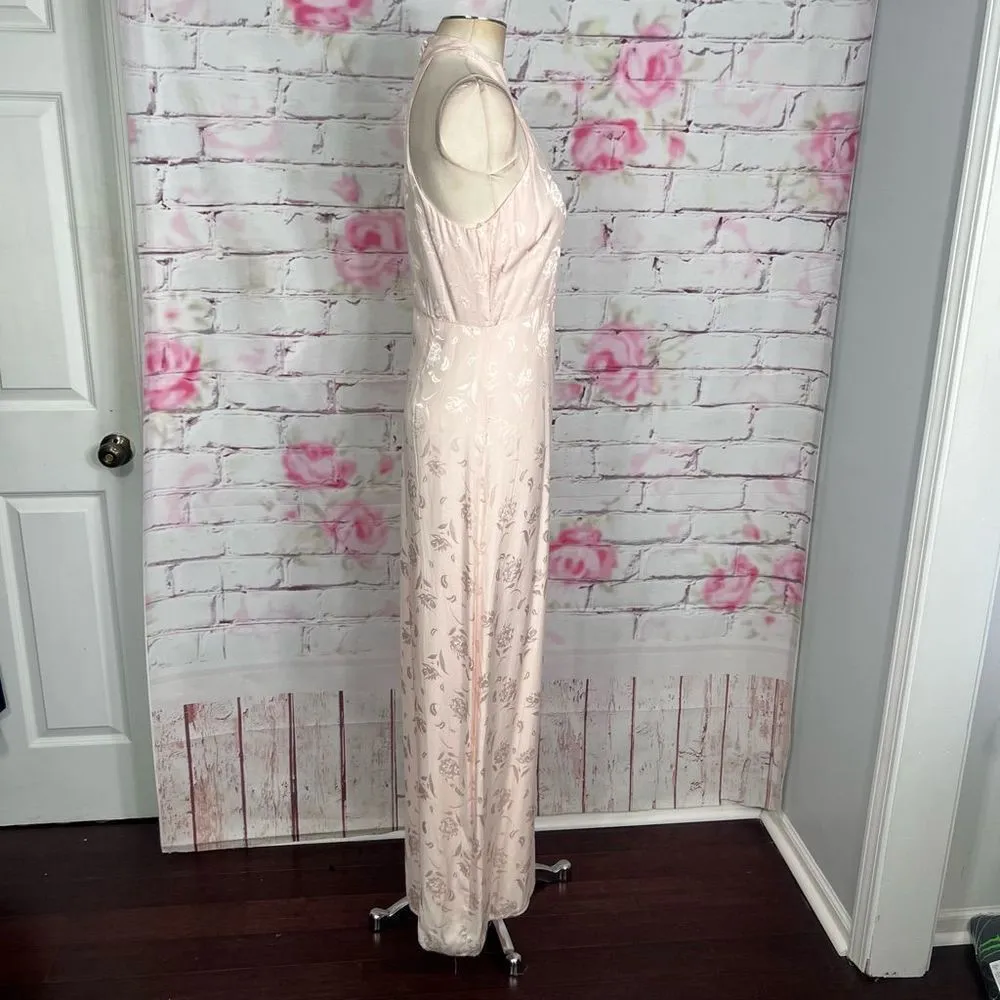Lulu’s nwt Red Carpet Ready Light Rose Floral Satin Jacquard Maxi Dress - Image 8