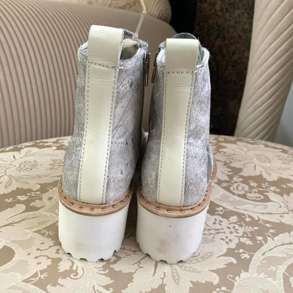 Dolce Vita Hinto Ankle Boots in Silver Metallic Calf Hair - Image 11