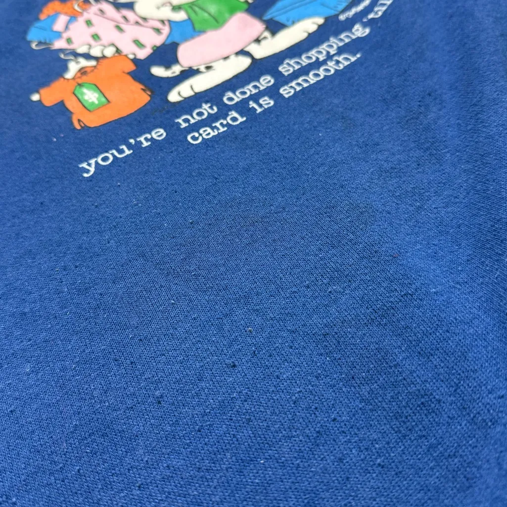 Jim Benton Vintage Sweatshirt Shopping Bunny Crewneck S Small M Medium L Large Blue - Image 6