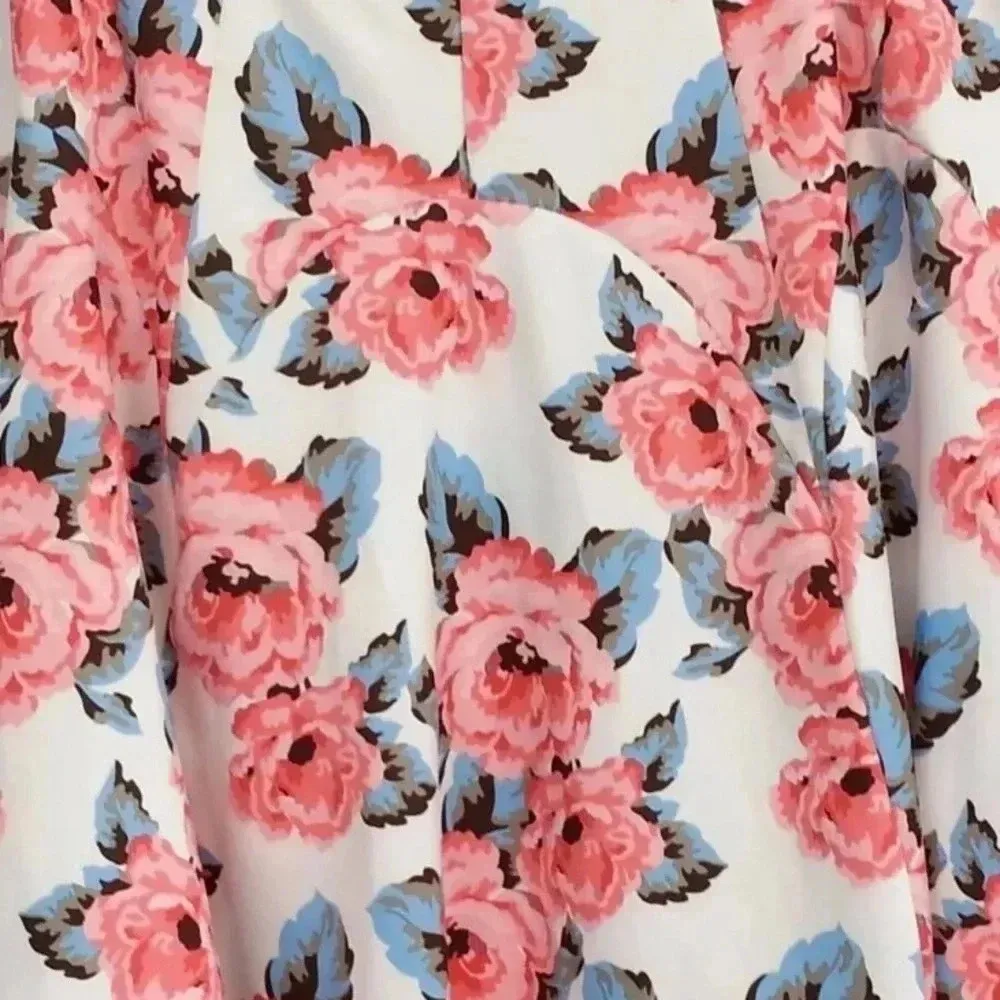 INC | Watercolor Blue Pink Floral Garden Party Pleated Skirt Plus Size 18W - Image 5