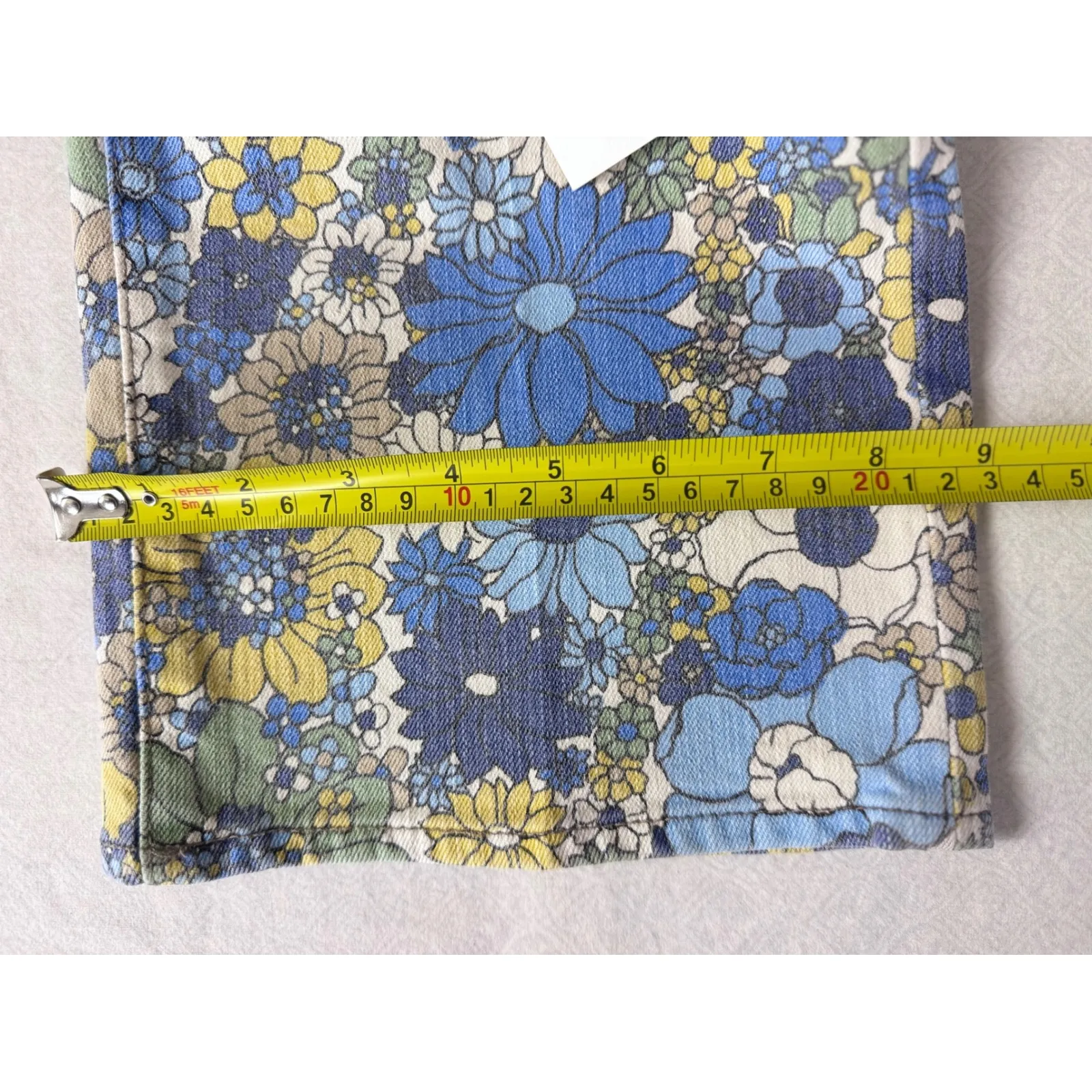 MOTHER Superior‎ Floral Wide Leg Jeans Women's Size 26 Blue Yellow Boho - Image 10