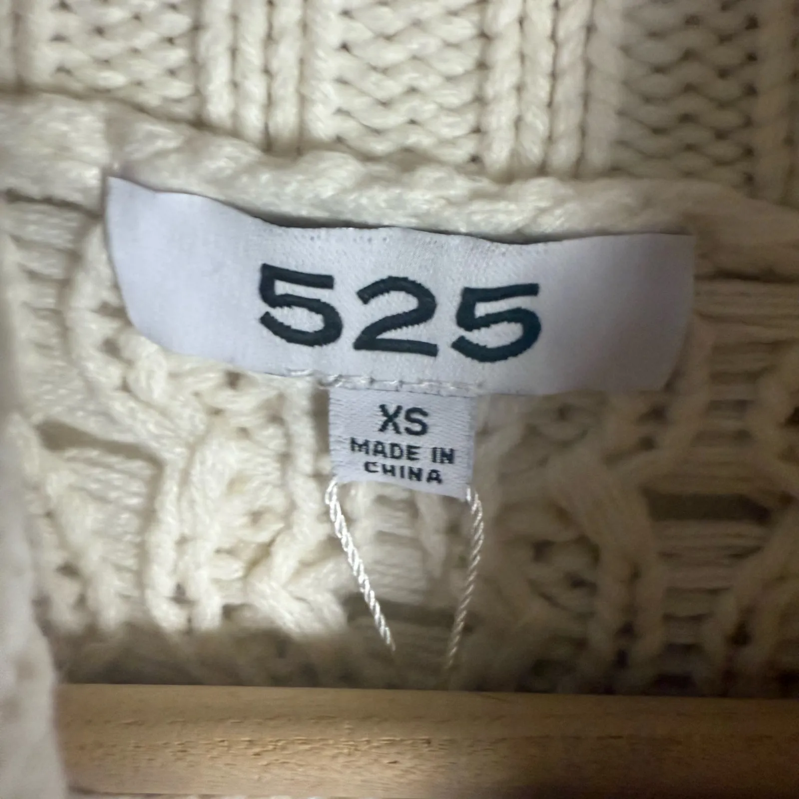 525 America Cream Long Sleeve Cable Knit Turtleneck Sweater Mini Dress Size XS - Image 7