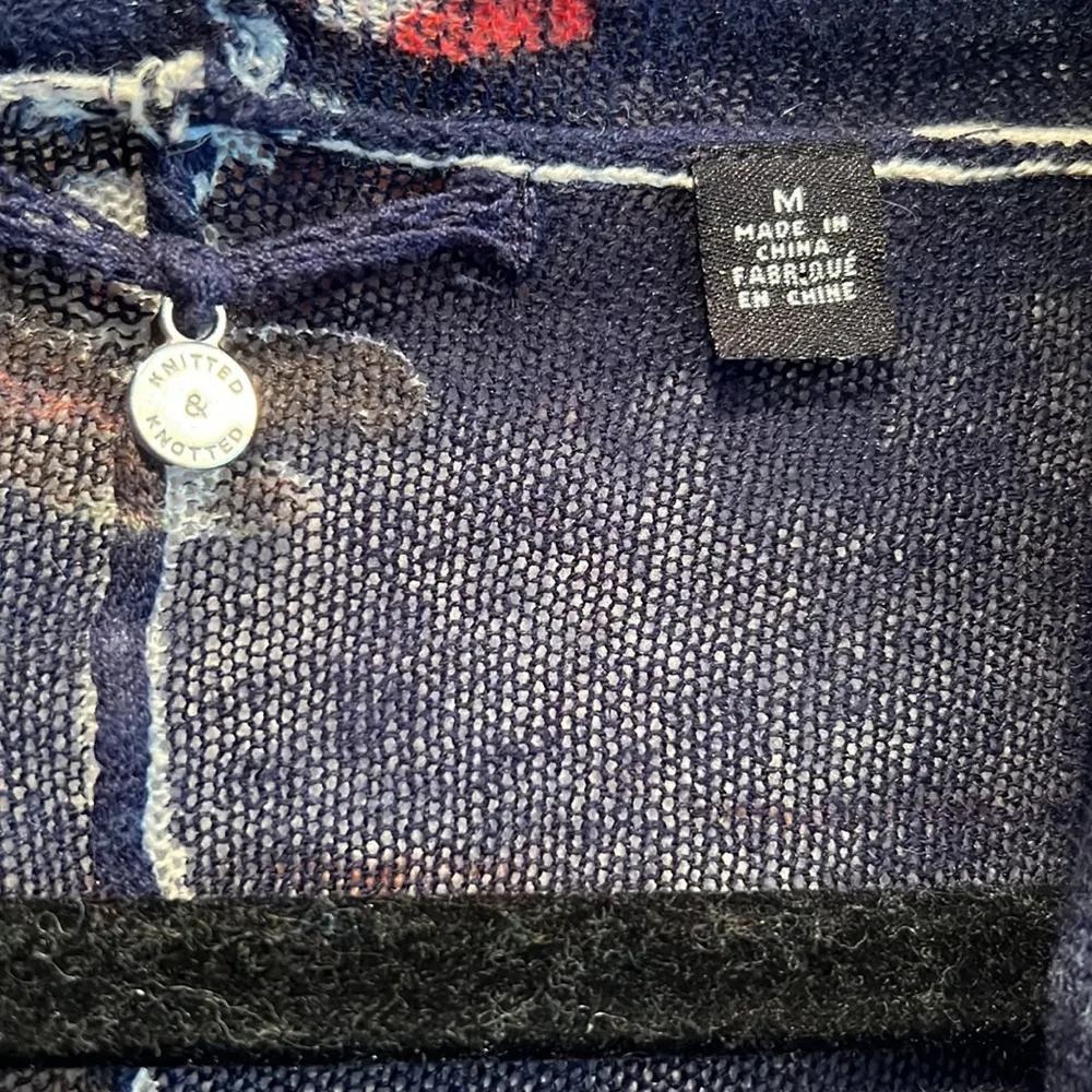 Knitted and Knotted Anthopologie batwing sleeve open cardigan floral M collared - Image 4