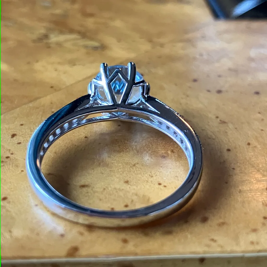 Sky Blue Topaz White Topaz Sterling Silver Ring Size 8.75 - Image 5