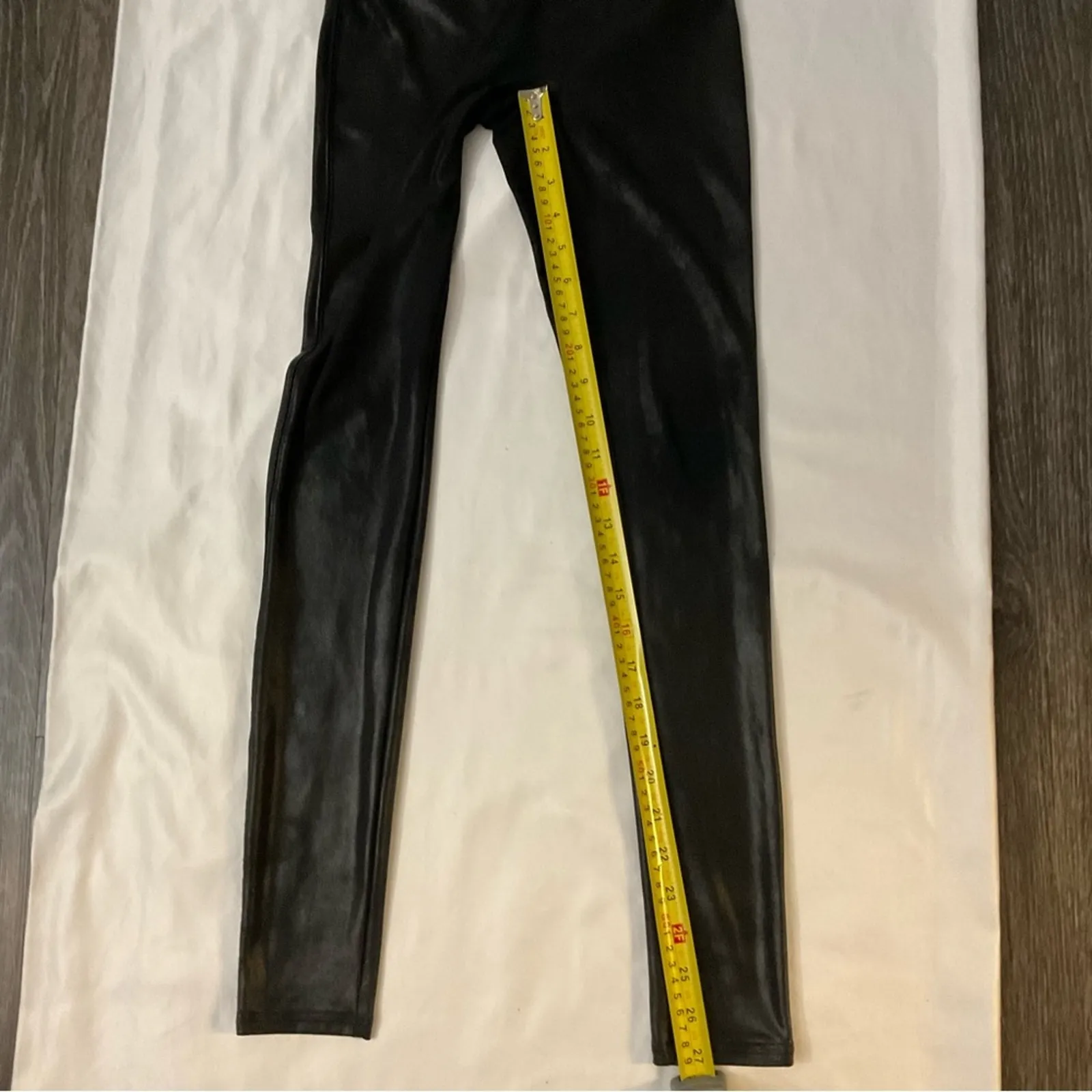 SPANX Faux Vegan Leather Black Pants Leggings S Biker Mobwife Punk Goth Party - Image 7