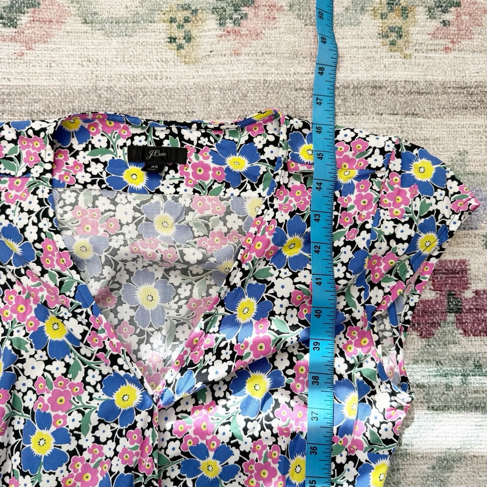 J Crew Womens Floral Wrap Midi Dress Size X Small Retro 70s Daisy Print Boho - Image 6