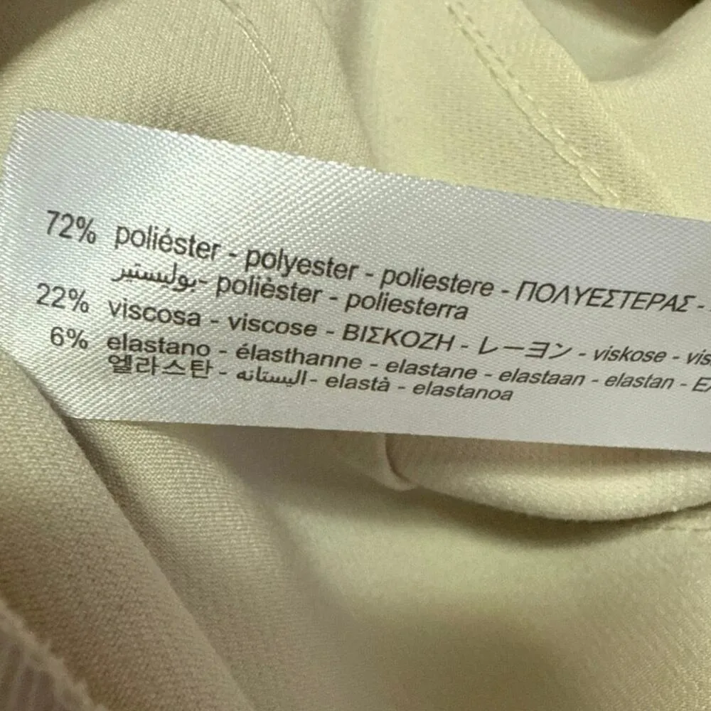 Zara Beige Pleated High Waisted Khaki Chino Straight Trouser Dress Pants Size S - Image 5