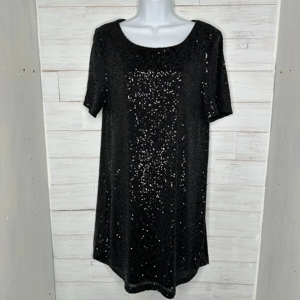 NWOT Steve Madden Sequined Mini Shift Party Cocktail Dress Size Large Black - Image 2