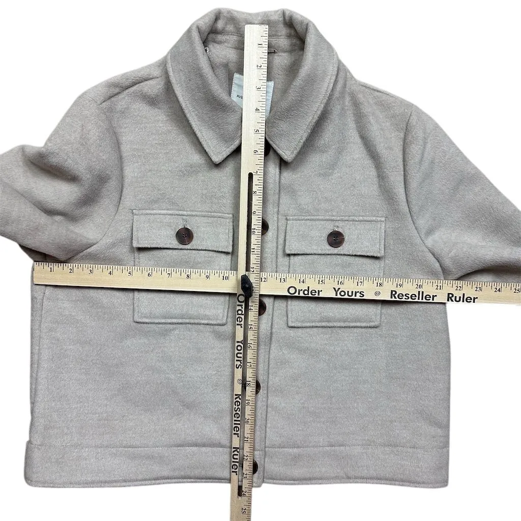Avec Les Filles Women's Beige Button-Up Jacket Shacket Size L Casual Long Sleeve - Image 8