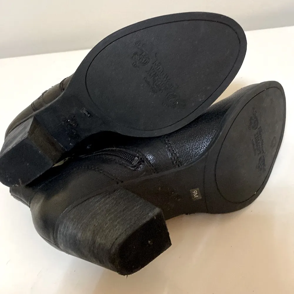 Nine West Women's Celinna Black Leather Studded Double Zip Western Ankle Boots - Image 5