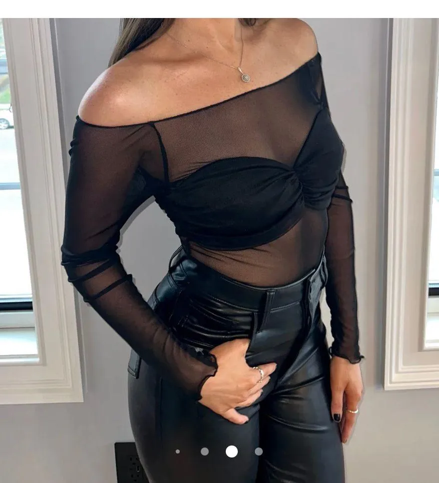 Mesh Overlay Top Black Size M - Image 3