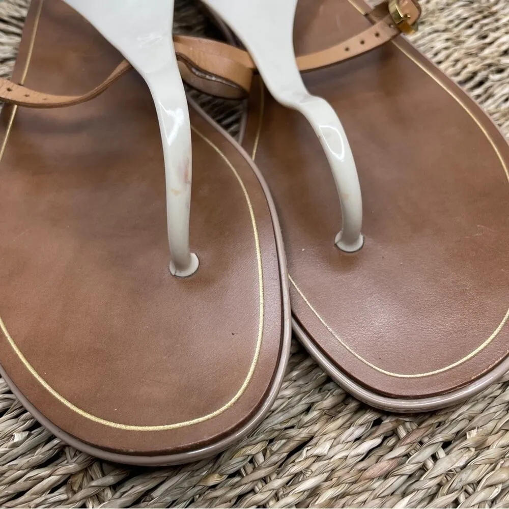 SERGIO ROSSI Thong Sandals Womens Size 40 US 10 Summer Beachy Leather Italy Luxe Tan - Image 5