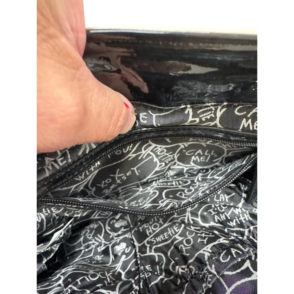 Betsey Johnson Womens Cream & Black Crossbody Purse 10x12 SKU 7055 - Image 13