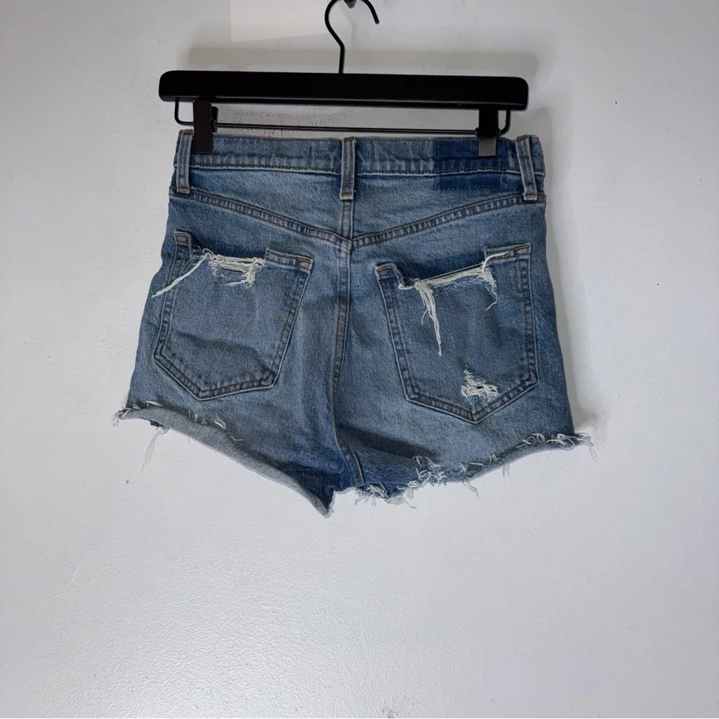 abercrombie fitch High Rise Mom Shorts Distressed Blue Size 27/4 - Image 2